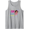 Dora the Explorer ¡Soy Dora! Floral Colorful Big Chest Logo Tank Top(Heather Grey)