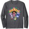 Dora the Explorer ¡Vamos! Group Shot Colourful Chest Logo Long Sleeve T-Shirt(Dark Heather Grey)