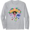 Dora the Explorer ¡Vamos! Group Shot Colourful Chest Logo Long Sleeve T-Shirt(Heather Grey)
