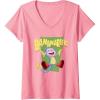Womens Dora the Explorer Cute Boots Bananarific Big Chest Logo V-Neck T-Shirt(Pink)