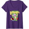 Womens Dora the Explorer Cute Boots Bananarific Big Chest Logo V-Neck T-Shirt(Purple)