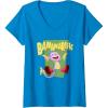 Womens Dora the Explorer Cute Boots Bananarific Big Chest Logo V-Neck T-Shirt(Sapphire Blue)