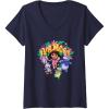 Womens Dora the Explorer ¡Vamos! Group Shot Colourful Chest Logo V-Neck T-Shirt(Navy Blue)
