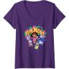 Womens Dora the Explorer ¡Vamos! Group Shot Colourful Chest Logo V-Neck T-Shirt(Purple)