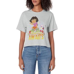 Dora the Explorer Adventure Awaits Dora and Boots Portrait Women’s Crop Top(Heather Grey)