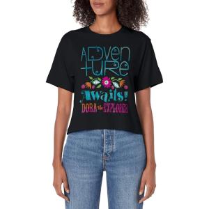 Dora the Explorer Adventure Awaits Floral Band Logo Women’s Crop Top(Black)