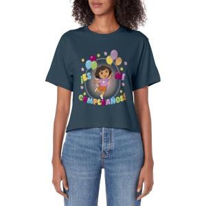 Dora the Explorer Birthday Balloon Logo Women’s Crop Top(Dark Blue)