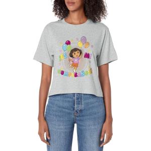 Dora the Explorer Birthday Balloon Logo Women’s Crop Top(Heather Grey)