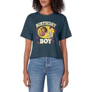 Dora the Explorer Birthday Boy Dora Boots Celebrating Logo Women’s Crop Top(Dark Blue)