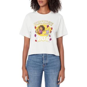 Dora the Explorer Birthday Boy Dora Boots Celebrating Logo Women’s Crop Top(White)