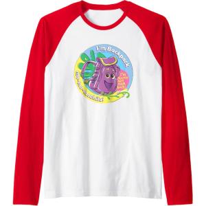 Dora the Explorer I’m Backpack Mo-Mo-Mochila! Chest Logo Raglan Baseball Tee(Red/White)