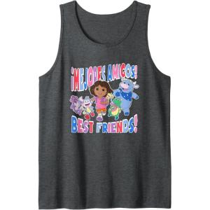 Dora the Explorer ¡Mejores Amigos! Best Friends Chest Logo Tank Top(Dark Heather Grey)