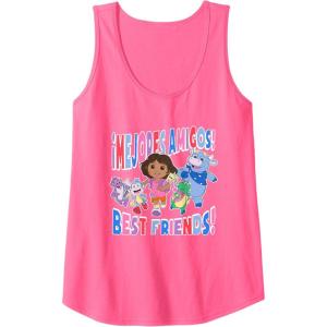 Dora the Explorer ¡Mejores Amigos! Best Friends Chest Logo Tank Top(Neon Pink)