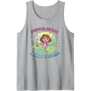 Dora the Explorer ¡Pudimos Juntos! We Did It Together! Logo Tank Top(Heather Grey)