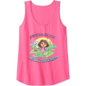 Dora the Explorer ¡Pudimos Juntos! We Did It Together! Logo Tank Top(Neon Pink)