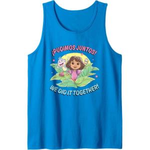 Dora the Explorer ¡Pudimos Juntos! We Did It Together! Logo Tank Top(Sapphire Blue)