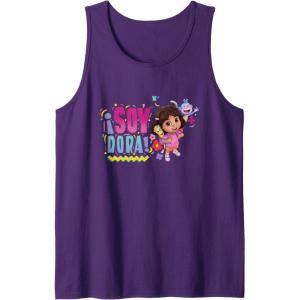 Dora the Explorer ¡Soy Dora! Floral Colorful Big Chest Logo Tank Top(Purple)