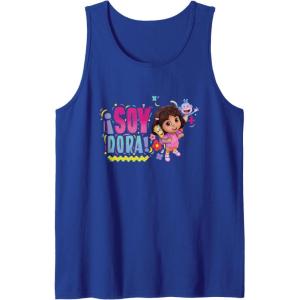Dora the Explorer ¡Soy Dora! Floral Colorful Big Chest Logo Tank Top(Royal Blue)