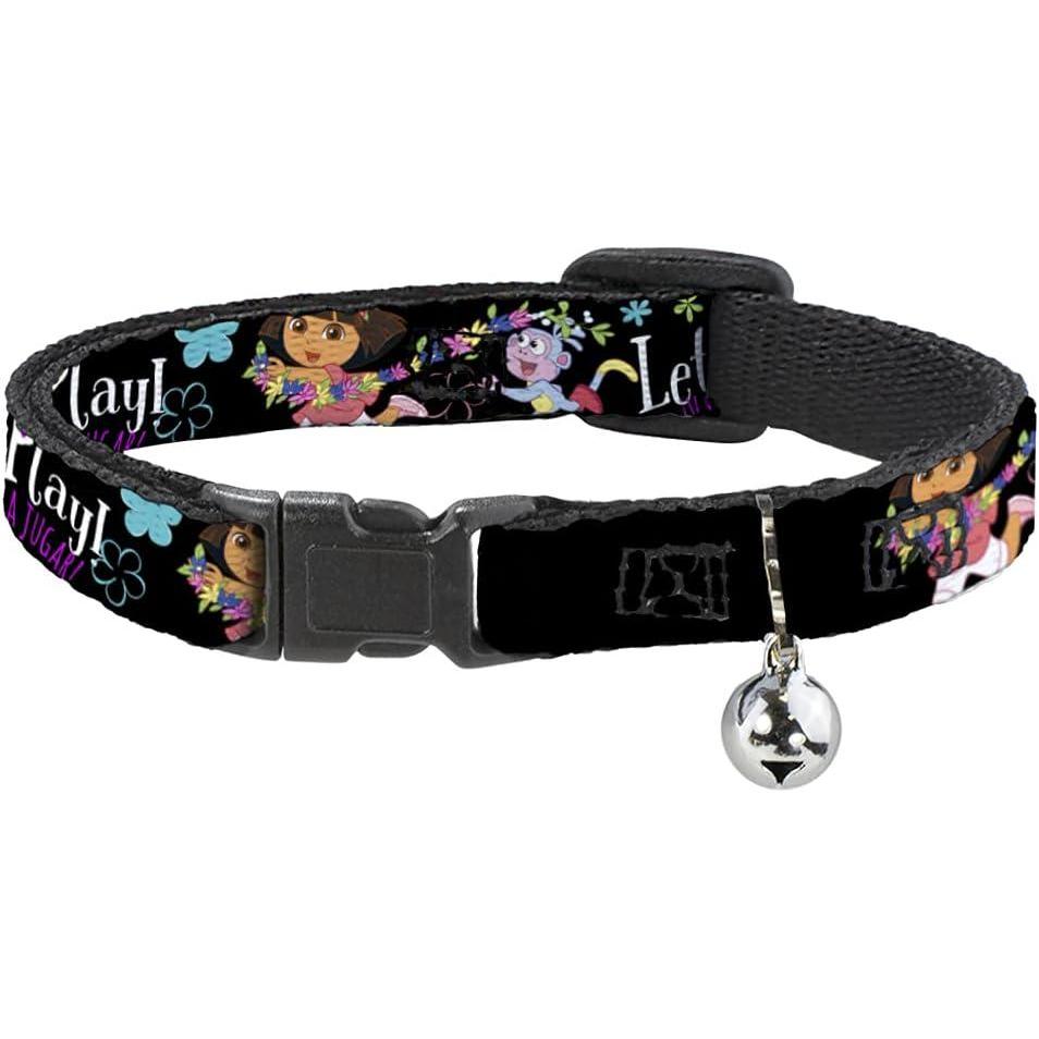 image:imageCat Collar Breakaway Dora Boots Pose Floral Lets Play Vamos A Jugar Black 8 to 12 Inches 05 Inch Wide12 Wide  Fits 812 Neck