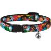 Cat Collar Breakaway Dora The Explorer Dora Poses Floral Collage Orange Pink 8 to 12 Inches 0.5 Inch Wide