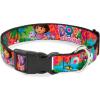 Dog Collar Plastic Clip Dora The Explorer Dora Poses Floral Collage Orange Pink 8 to 12 Inches 0.5 Inch Wide(1/2″ Wide – Fits 9-15″ Neck – Large)