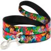 Dog Leash Dora The Explorer Dora Poses Floral Collage Orange Pink 4 Feet Long 1.5 Inch Wide(4 Feet Long – 1″ Wide)