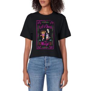 Dora the Explorer Let’s Check The Map! Framed Portrait Women’s Crop Top(Black)