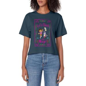 Dora the Explorer Let’s Check The Map! Framed Portrait Women’s Crop Top(Dark Blue)