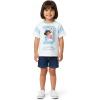 Dora Girls Dora The Explorer Girls’ Embroidered Adventure Graphic Fashion Ringer T-Shirt | Toddler(White/Blue)
