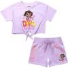 DORA girls Dora the Explorer Girls’ 2-piece Tie Front T-shirt & Shorts Set |Toddler(Lavender)